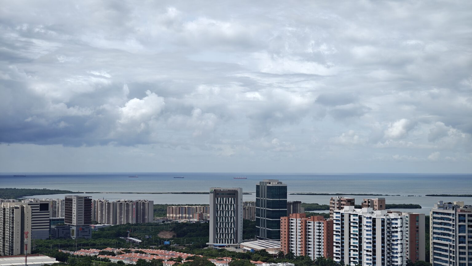 The Barranquilla skyline above the Magdalena River in northern Colombia