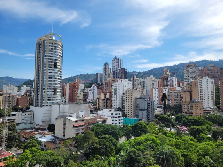 Bucaramanga skyline with the Andes mountains behind the city