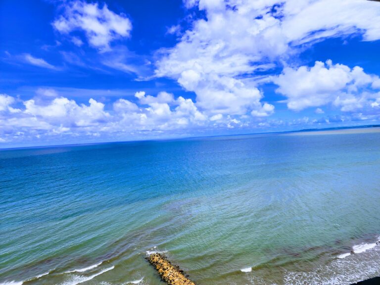 Vibrant blue waters on coast of Cartagena, Colombia