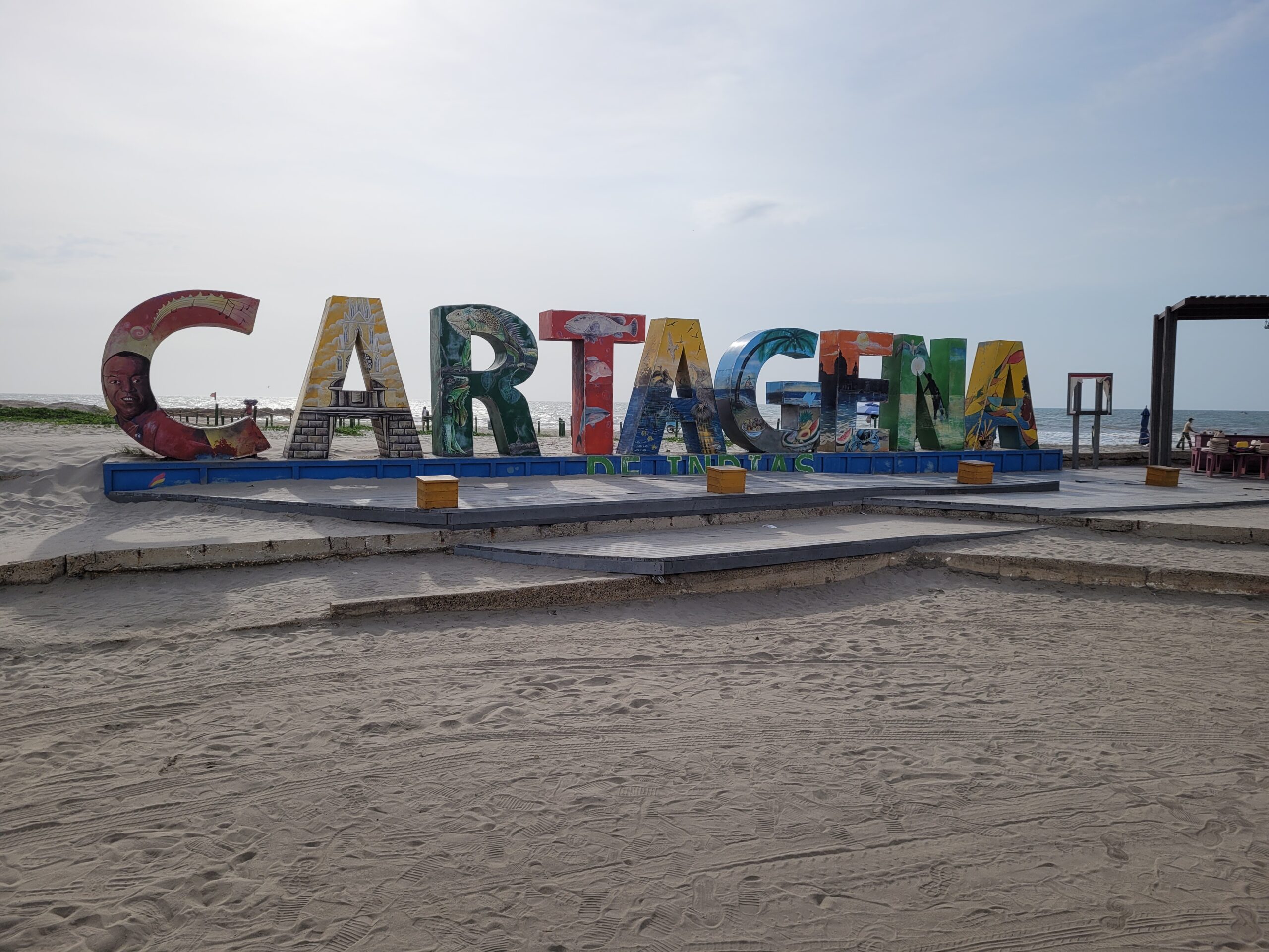 Colorful "Cartagena" letters sign, Cartagena, Colombia