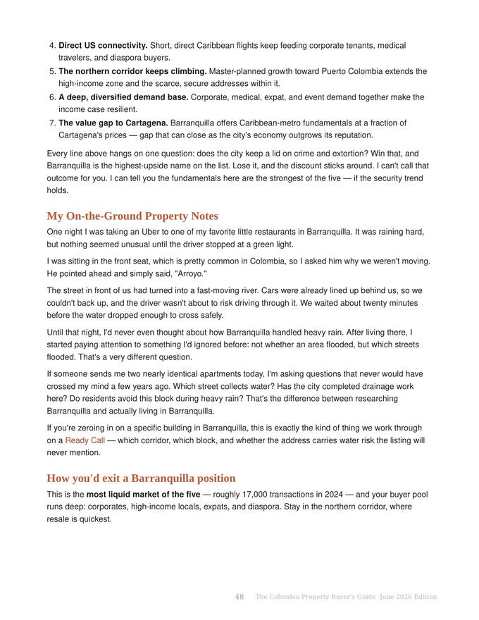 Colombia Property Buyer’s Guide 2026 sample page: GeoGringo Field Notes written on the ground in a Colombian property market