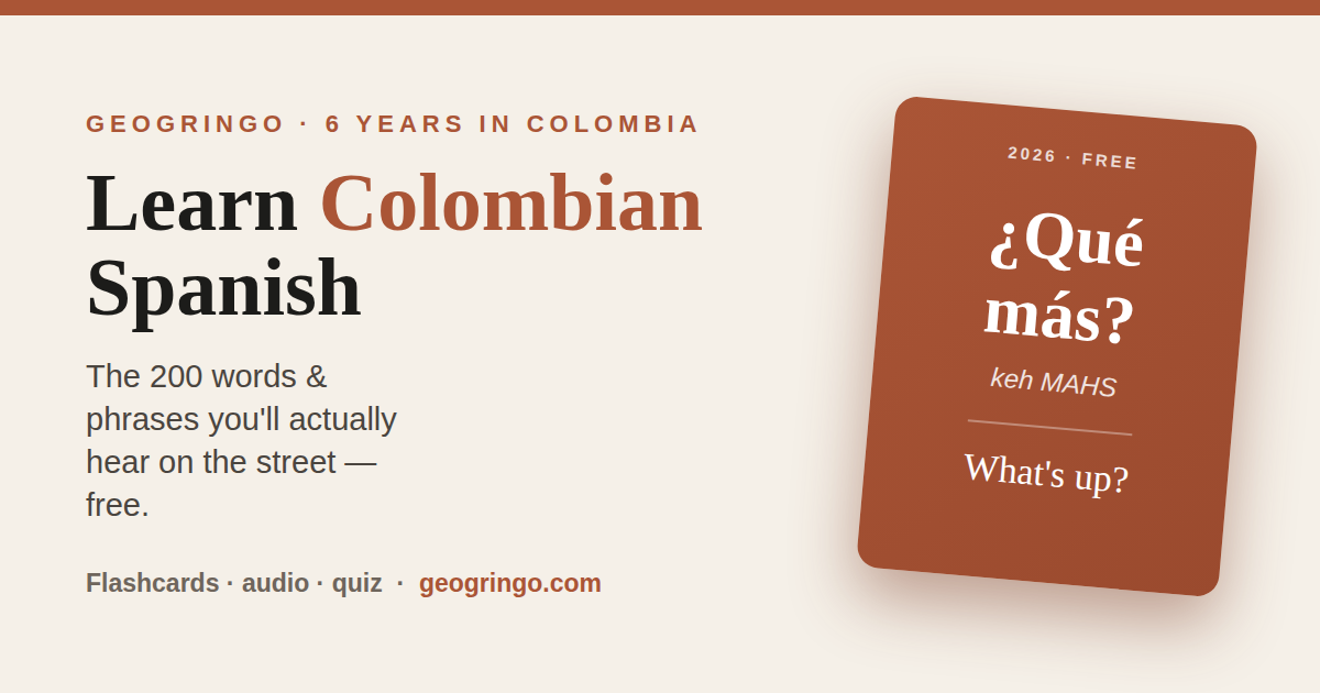 Colombian Spanish trainer — 200 words and phrases with flashcards and audio